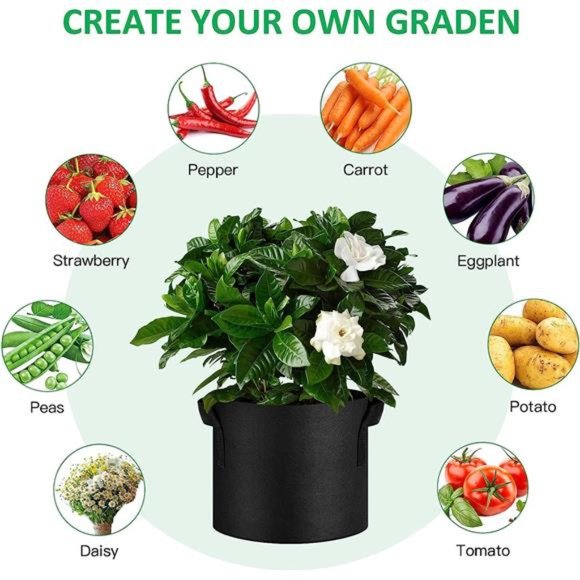 12-Pack 7 Gallon Thickened NonWoven Grow Bags, Aeration Fabric Pots with Handles - Picture 7 of 7